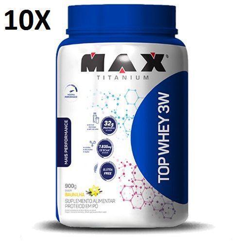 Kit 10X Top Whey 3W – 900g Baunilha – Max Titanium