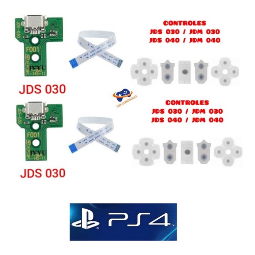 2 Placas Mini Usb + 2 Kits Borracha Condutiva Jds 030/040 Ps4