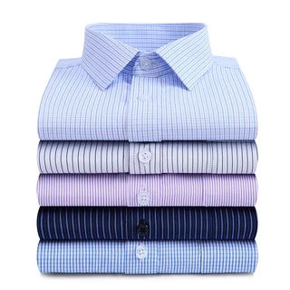 Camisa Social Smart Casual Listrada De Algodão Com Mangas Compridas Para Masculina Executivo Camisas