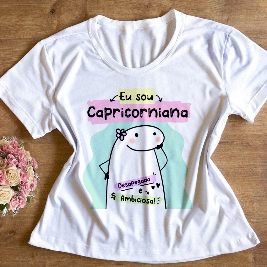 1 Camiseta Bonequinho Flork Meme Horóscopo Capricorniana Signo