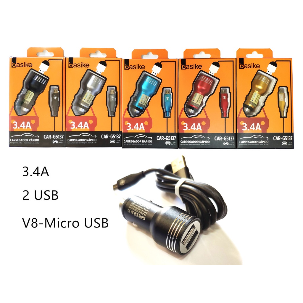 Carregador turbo adaptador veicular de isqueiro de carro c/ 2 saídas USB LN