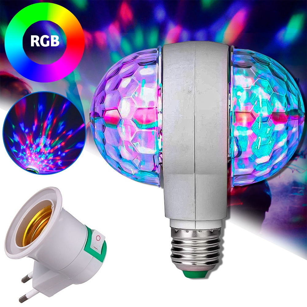 Lampada Led Giratoria Rgb Colorido Bola Maluca Bivolt com Bocal