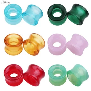 Alisouy 2PCS Orelha De Pedra Túnel De Plugues Mistos Estilos Ocos Oca Dupla Flared Flesh Gauges Piercing Expansora Maca Unisexo Jóias