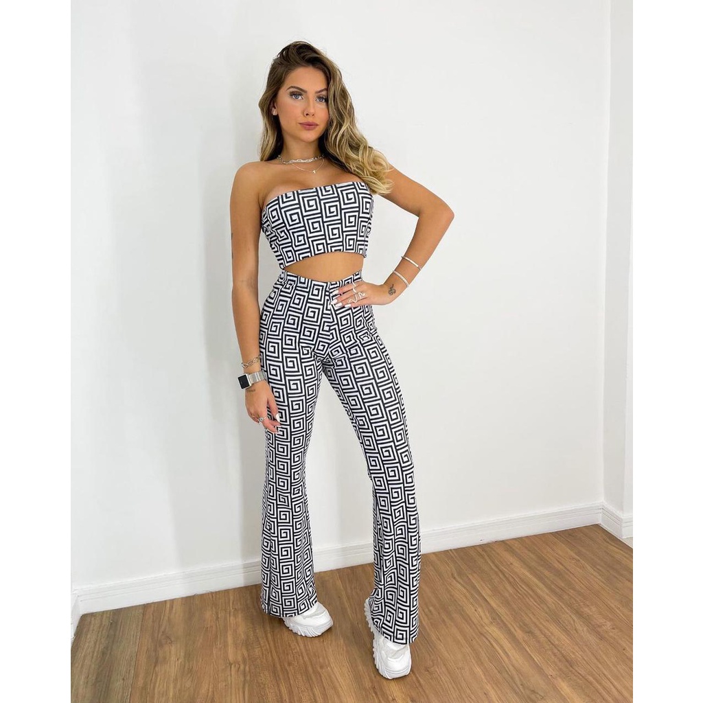 Cropped e calca store flare