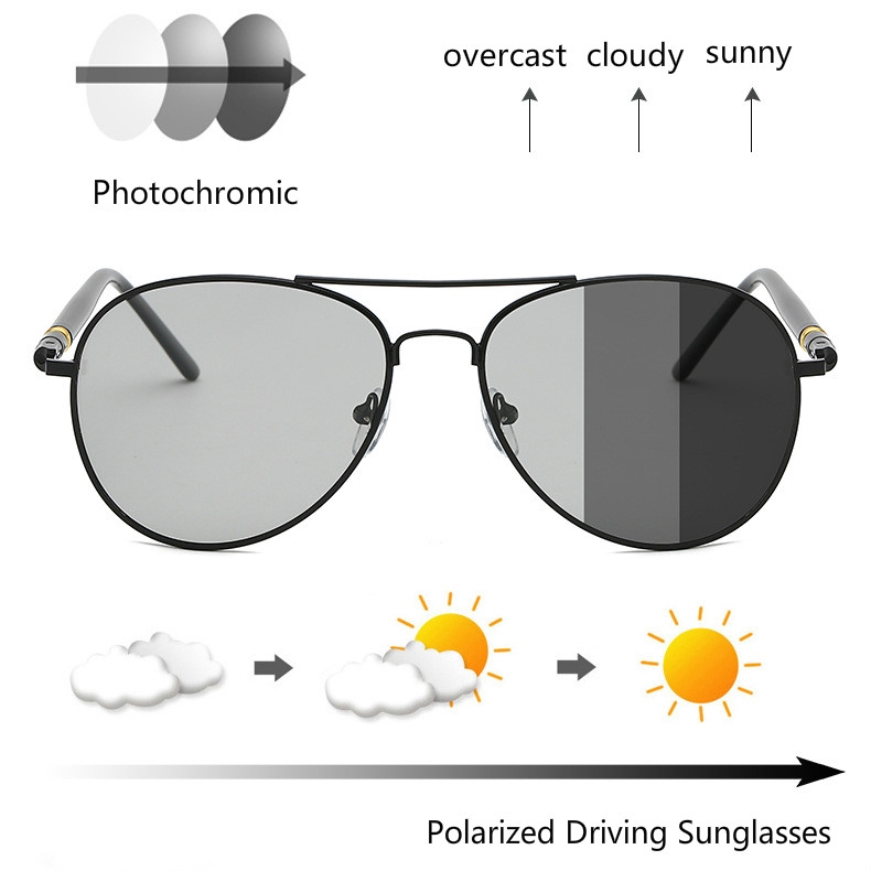Óculos De Sol De Sol Polarizados Fotocromico Óculos De Aviador Para Masculino E Mulheres