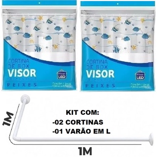 Porta Cortina Em L Curvo Com Duas Cortinas Box Peixes