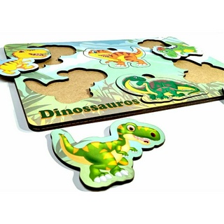 Brinquedo Educativo Tabuleiro Encaixe Dinossauro Mdf - Mega Impress