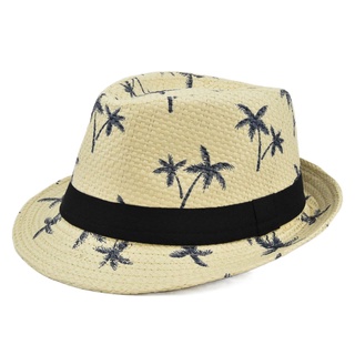 Chapéu de palha masculino com estampa de coco