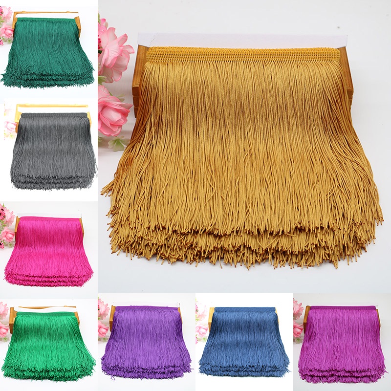 10 Jardas 20/30cm Longo Renda Borla De Franja De Faça Você Mesmo Vestido Latino Roupa De Palco Acessórios Borlas Decorativas Para Cortinas