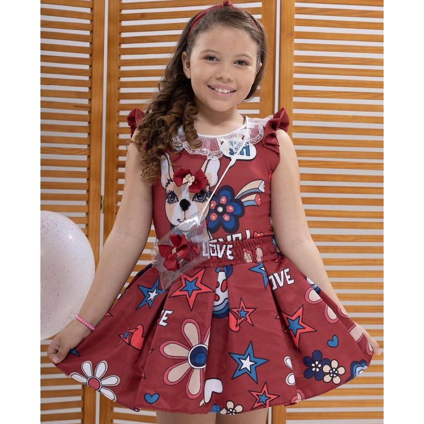 Conjunto infantil tik Tok shorts-saia e blusa tamanho 12 - Estilo