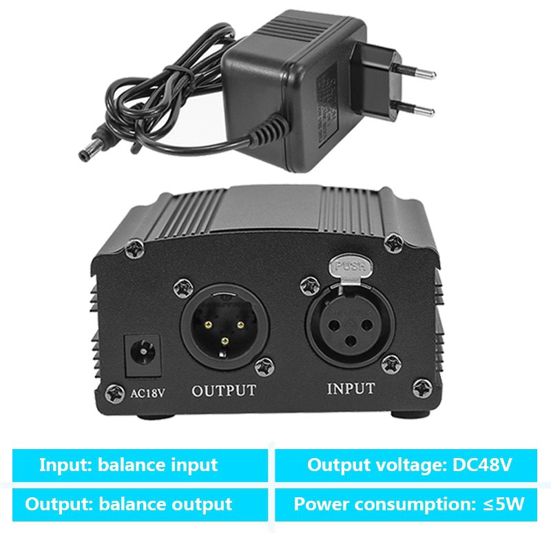 48V Phantom Power For BM 800 Condenser Microphone Studio Recording Karaoke Supply Equipment EU