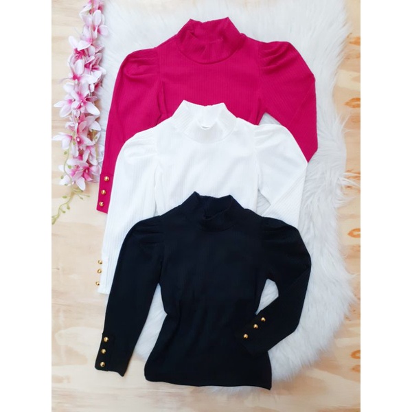 Blusa cacharrel manga longa canelada detalhe em bot\u00f5es moda infantil ...