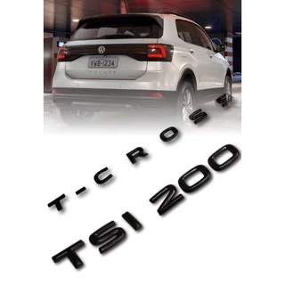 Kit Emblemas T-cross 200 Tsi Black Piano Preto Volkswagen 3 Peças Exclusivas