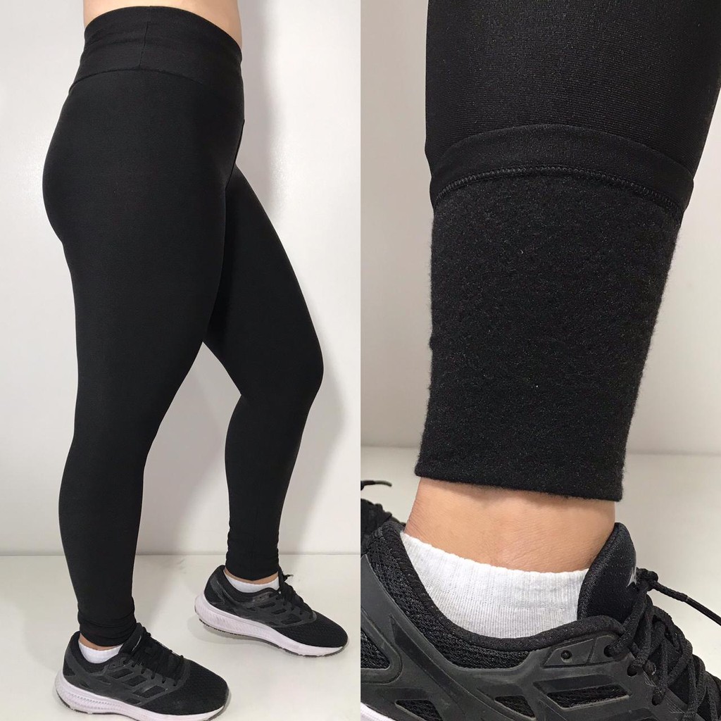 Calça Legging Feminina (Peluciada/Flanelada) Inverno, Cós alto