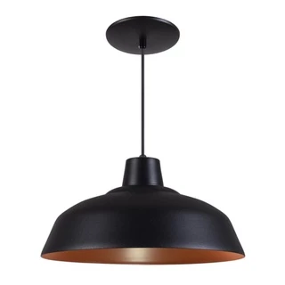 Pendente Retrô 34cm em Alumínio Industrial Vintage Luminária Lustre Branco Preto Cobre Verde Meia Lua
