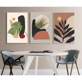 Quadro Decorativo 3 Peças Folhagem Tropical