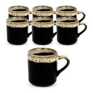 Jogo De Xicara Para Cafe De Porcelana Borda Decorada C/ 6 Pç
