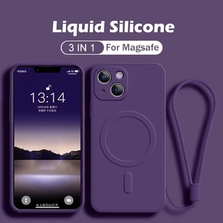 Capa Original De Silicone Para Magsafe Magnética Sem Fio iPhone 14 13 12 Mini 11 Pro Max De Cordão