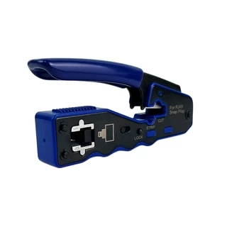 Alicate de Crimpar RJ45 de passagem para conector EZ Crimp 8P8C Blindado Azul - FER0074