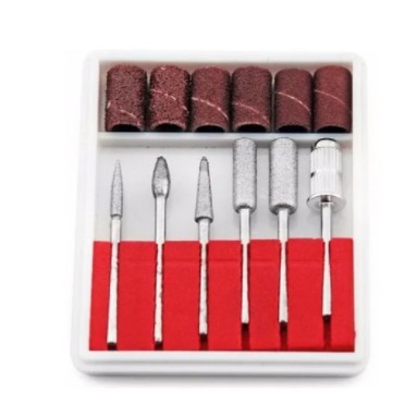 Kit Refil 6 Lixas + 6 Brocas Lixa Elétrica Lixadeiras Unhas Salão