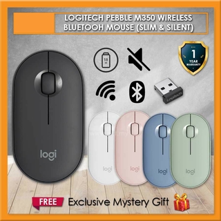 Mouse Bluetooth Sem Fio Logitech M330 M350 Pebble Sem Fio Bluetooth Fino Pequeno E Silencioso Eucalipto 1000DPI