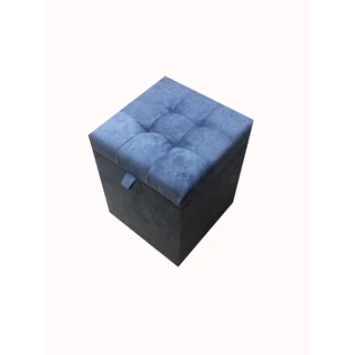 Kit 2 Puff Baú Quadrado 1 Lugar - 36x36cm - Azul aço