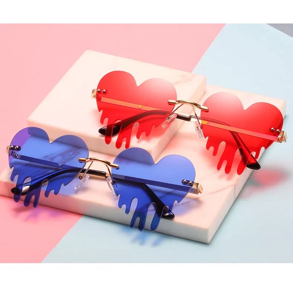 Óculos de Sol Feminino Estilo Coração Design Steampunk Proteção Uv-400