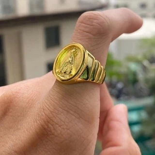 Anel Masculino de Ouro Nossa Senhora Banhado a Ouro 24k Dedeira em Oferta na Shopee
