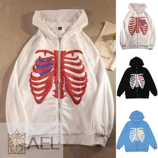 Esqueleto Zip Up Hoodie Para As Mulheres Homens Jaqueta De Outono Primavera Camisola