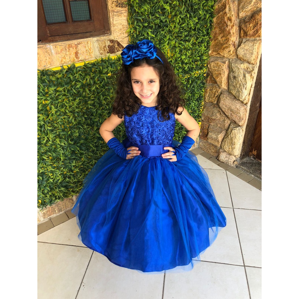 Vestido para best sale formatura infantil azul