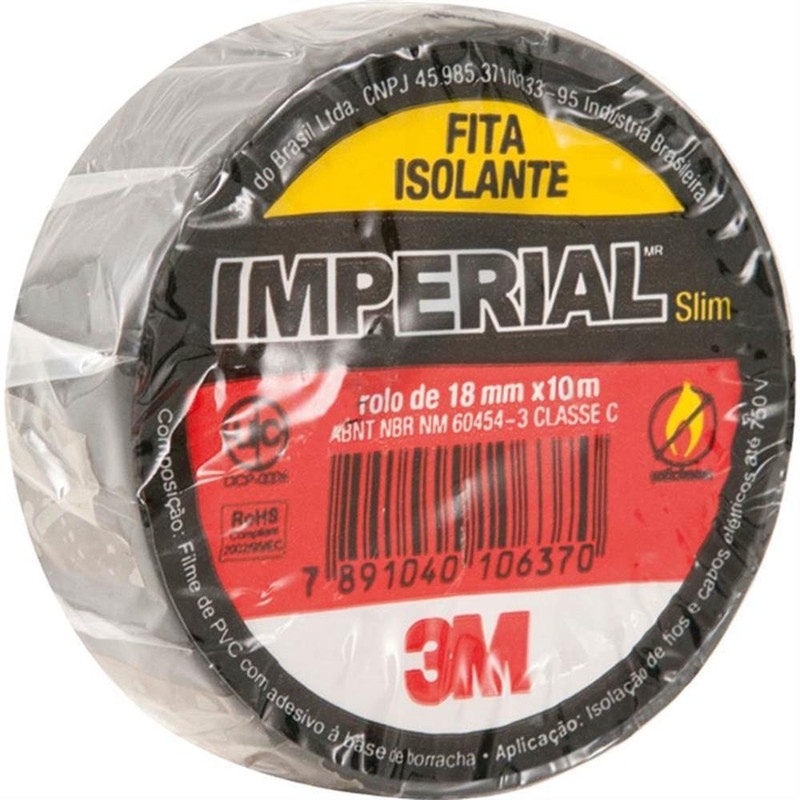 Fita Isolante 3m Imperial 18mm X 10 Metros Preta