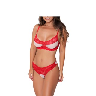Conjunto Lingerie Calcinha e Sutiã com a Sensual Renda e Tule