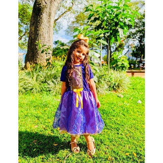 Vestido Fantasia Infantil Moana Princesa Colar Coroa Luva