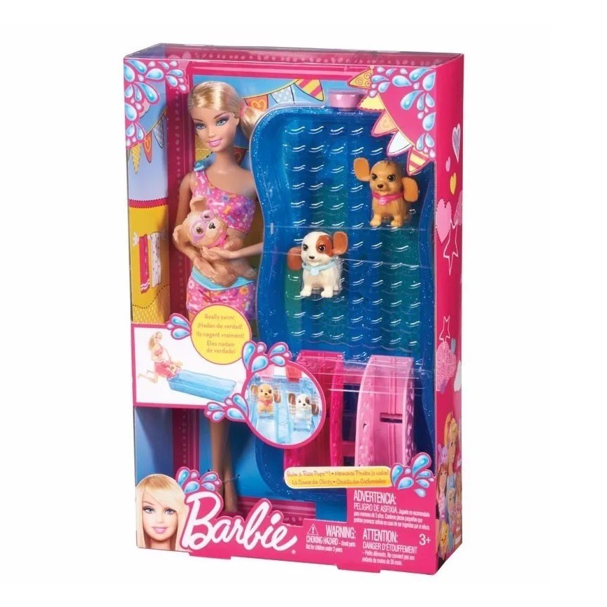 Barbie Corrida de Cachorrinhos Na Piscina, Brinquedo Barbie Usado 74580502