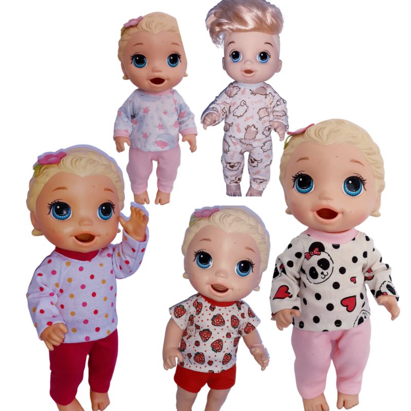 Roupa Boneca Baby Alive Menina Kit 05 Pijamas Longo/Curto Pronta ...