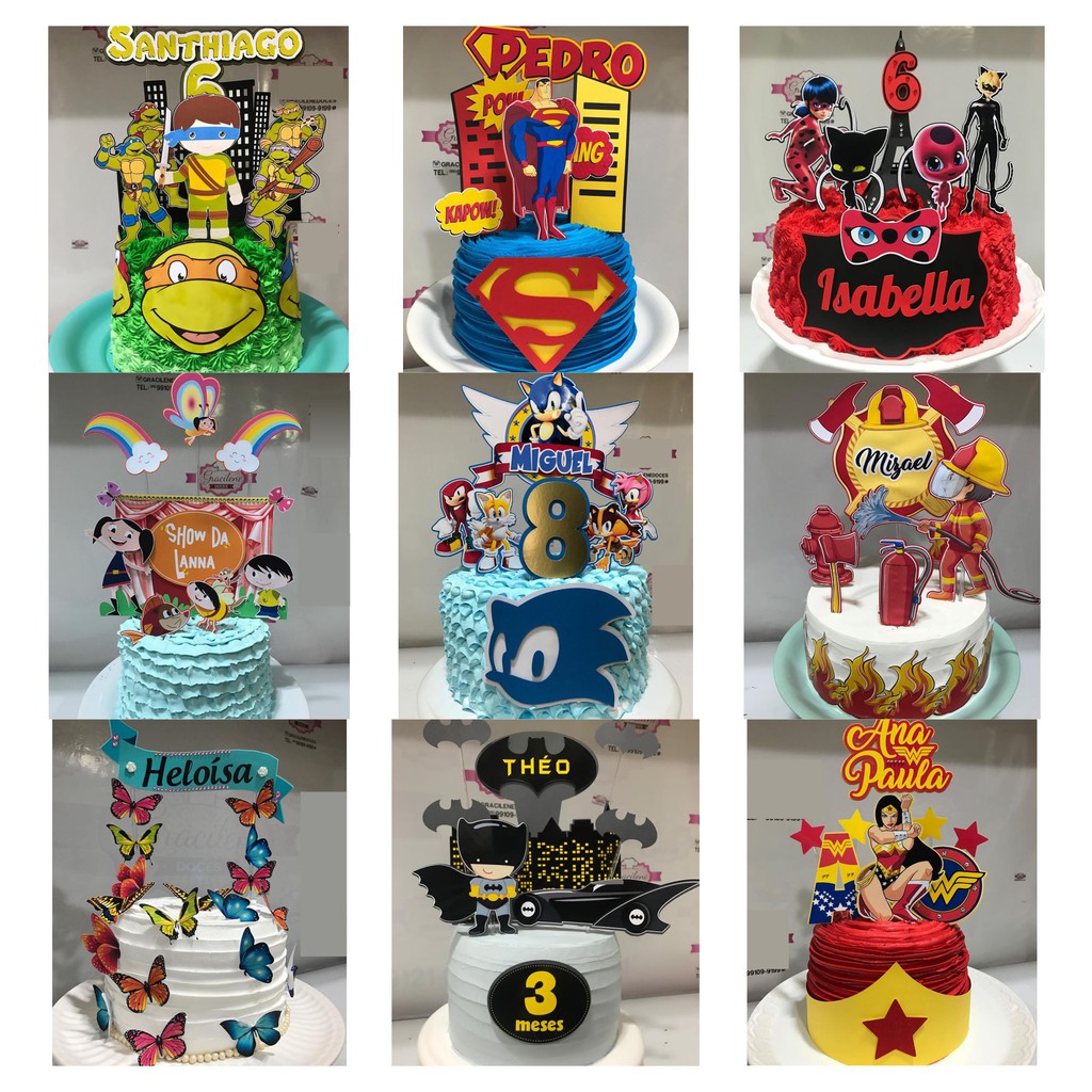 Topo de bolo de aniversário personalizado para homens, decoração de bolo  infantil, nome personalizado masculino, para festa de aniversário, yc113 -  AliExpress