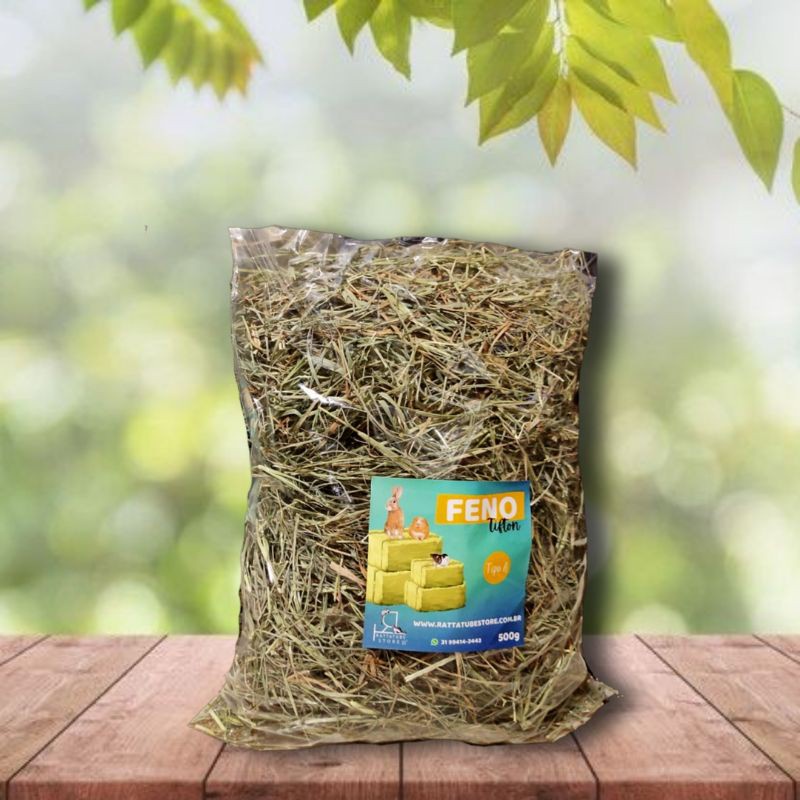 Feno Tifton 500g - Tipo A - Para Rato Twister, Porquinho da Índia e Coelhos