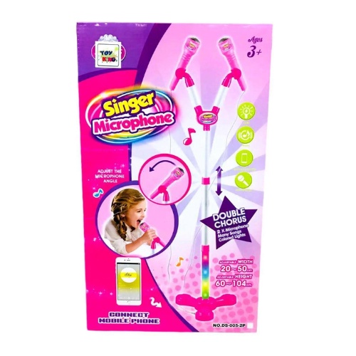 Microfone Infantil Brinquedo para Criança com Pedestal e conexão Mp3 para  Menina - Cor Rosa - Glumi