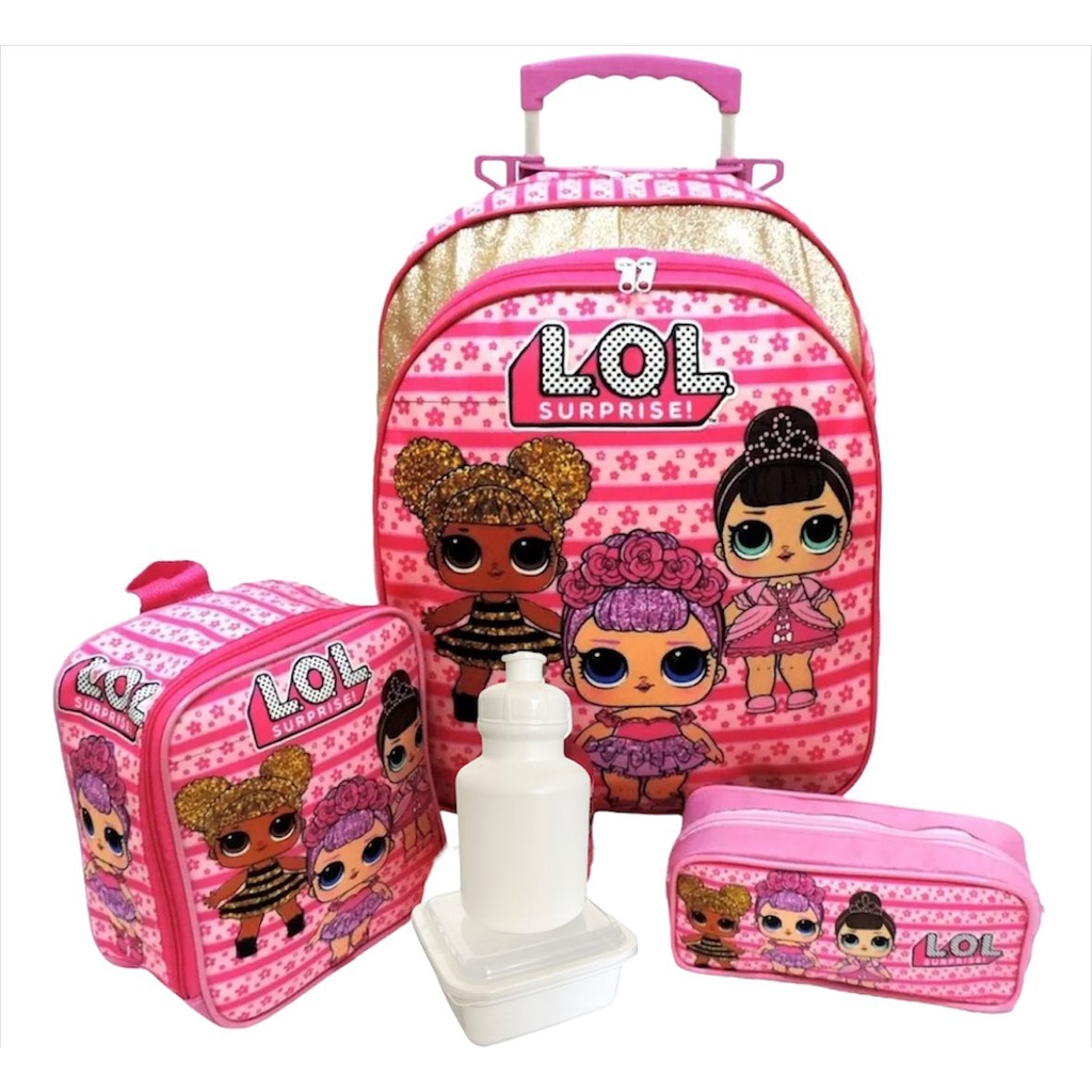 Kit Mochila Escolar Infantil LOL BFFS 4 Eva Com Rodinhas - Luxcel