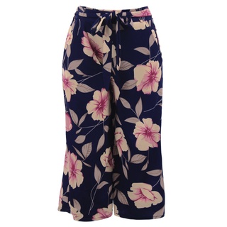 Calça Pantacourt Feminina Estampa Floral Com Cinto Amarração