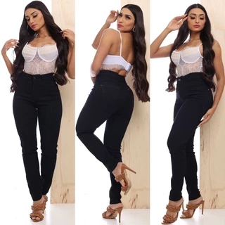 Calça jeans feminina Skinny cós alto Levanta Bumbum com lycra atacado