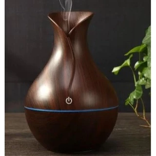 Umidificador Vaso Aromatizador Ultrassônico Tipo Madeira Usb Com Led Colorido