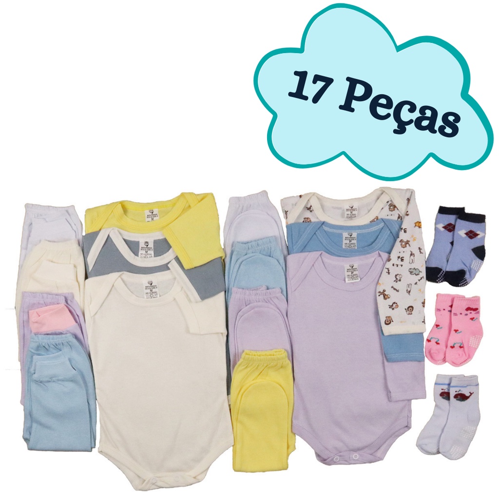 Kit C/17 Pçs Roupas De Bebê Maternidade Enxoval Promoção