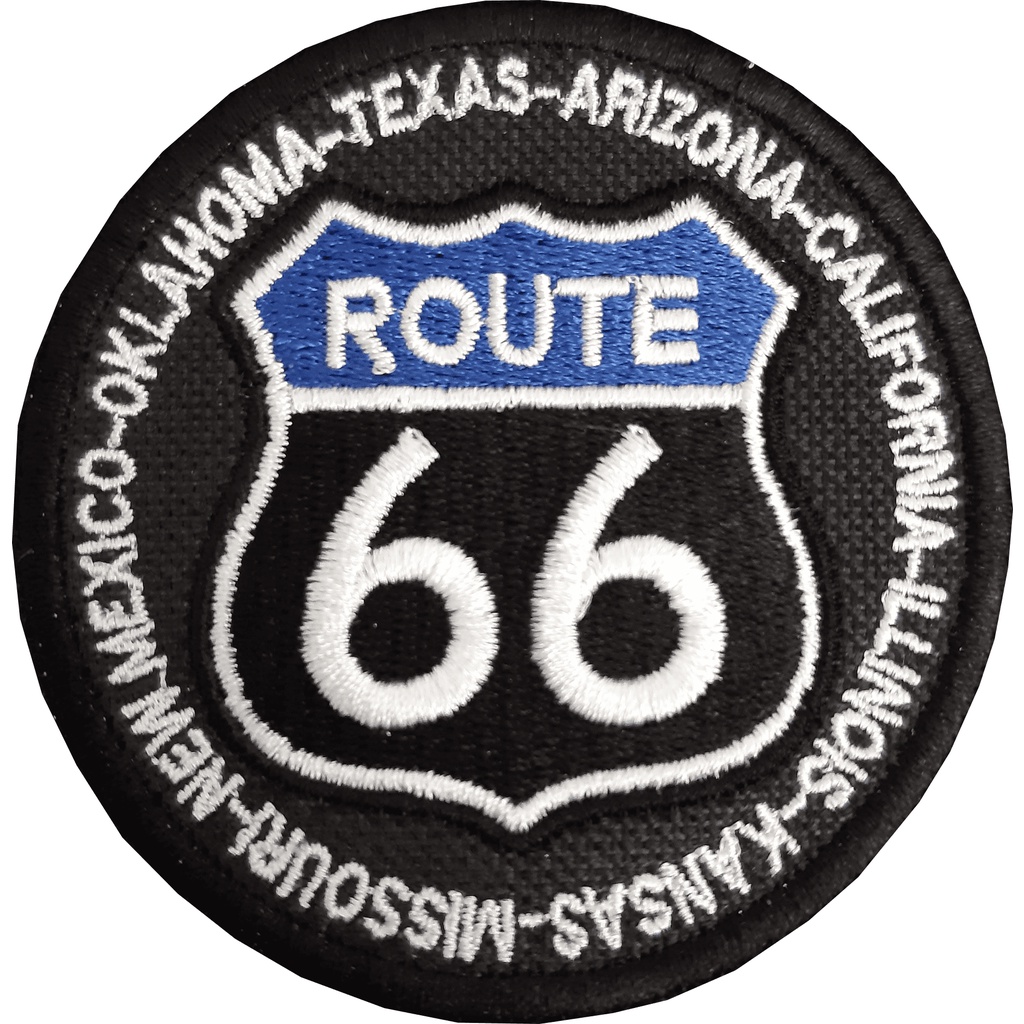 Patch Bordado Rota 66 Azul e Preto C/cidades Moto Clube Grupo Para ...