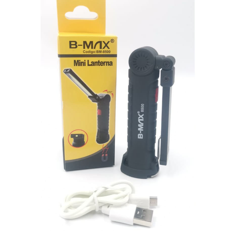 Mini Lanterna B-Max 5 Modos De Iluminação Com Gancho E Cabo USB BM-8500 ...