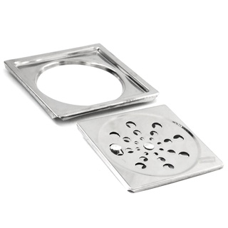 Acabamento Ralo 10x10 Inox Grelha +porta Ralo Quadrado Cromado suporte