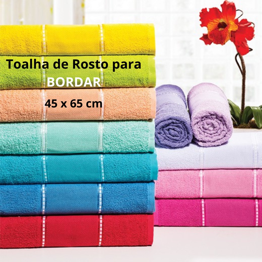 Kit 5 Toalhas de Rosto Enxuta 100% Algodão 44x60cm Caricinha - Camicado