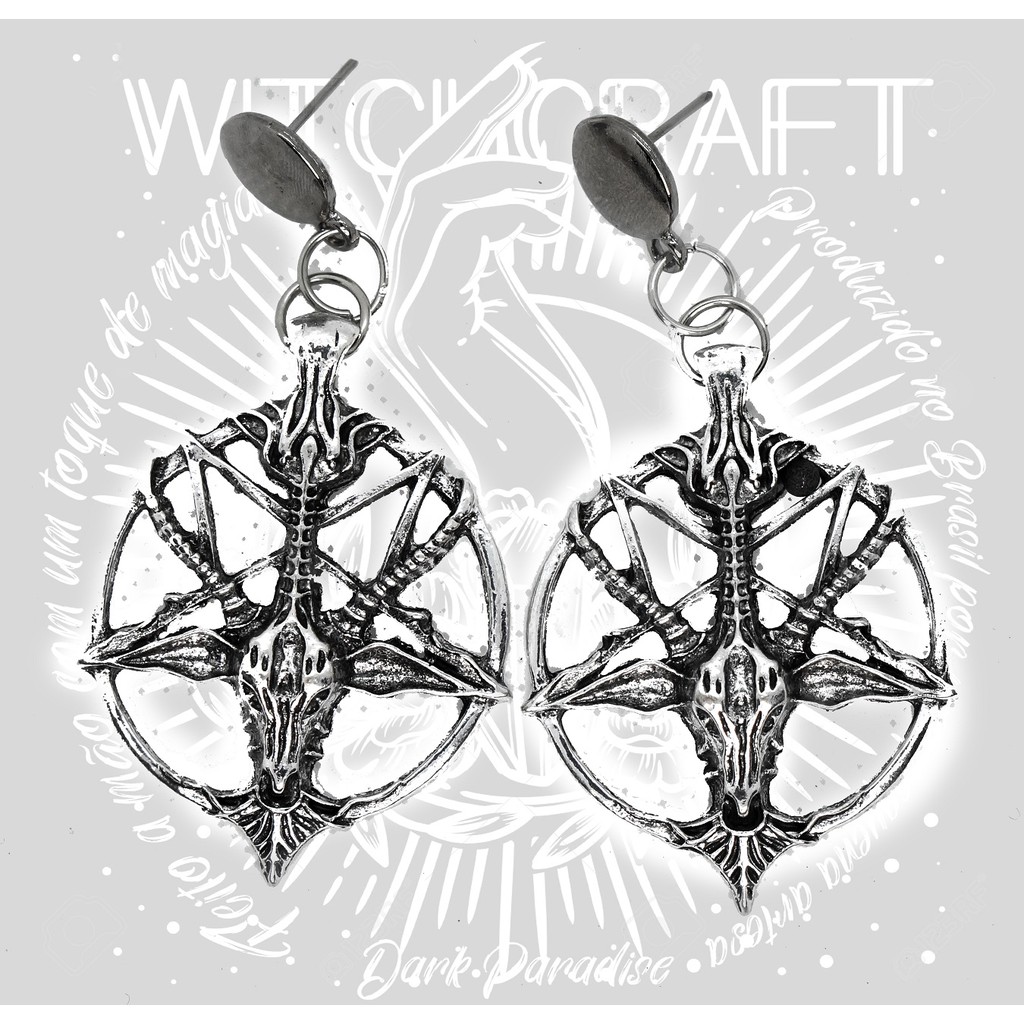 Brinco pentagrama invertido rock gótico satanismo bode baphomet