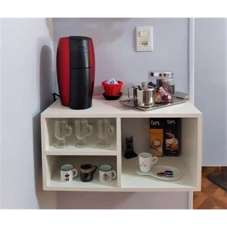 Cantinho Café Decorativo suspenso - Aparador branco com 60cm