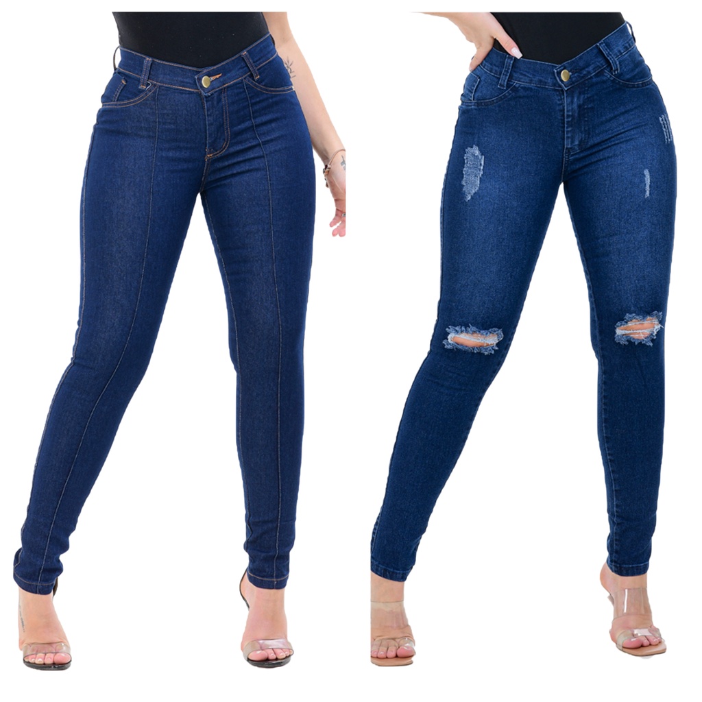 Calça Jeans Feminina com Lycra Cintura Alta